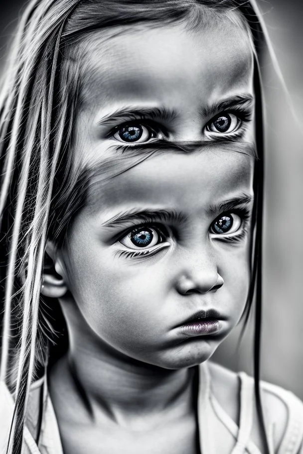 "(high resolution) (dramatic portrait), (little girl), (harsh light), ((up the nose:1.25)), (intense shadows), (contrasting tones), (close-up), (edgy expression), ((emphasized features)), striking eyes, (unique angle), (bold composition), (intense mood), ((contoured features)), (strong personality), (realistic skin texture), (professional photography), (edgy fashion), (creative makeup), ((intense gaze)), (fierce beauty), (sharp details), ((fashion model)), ((high cheekbones)), (intense highlight