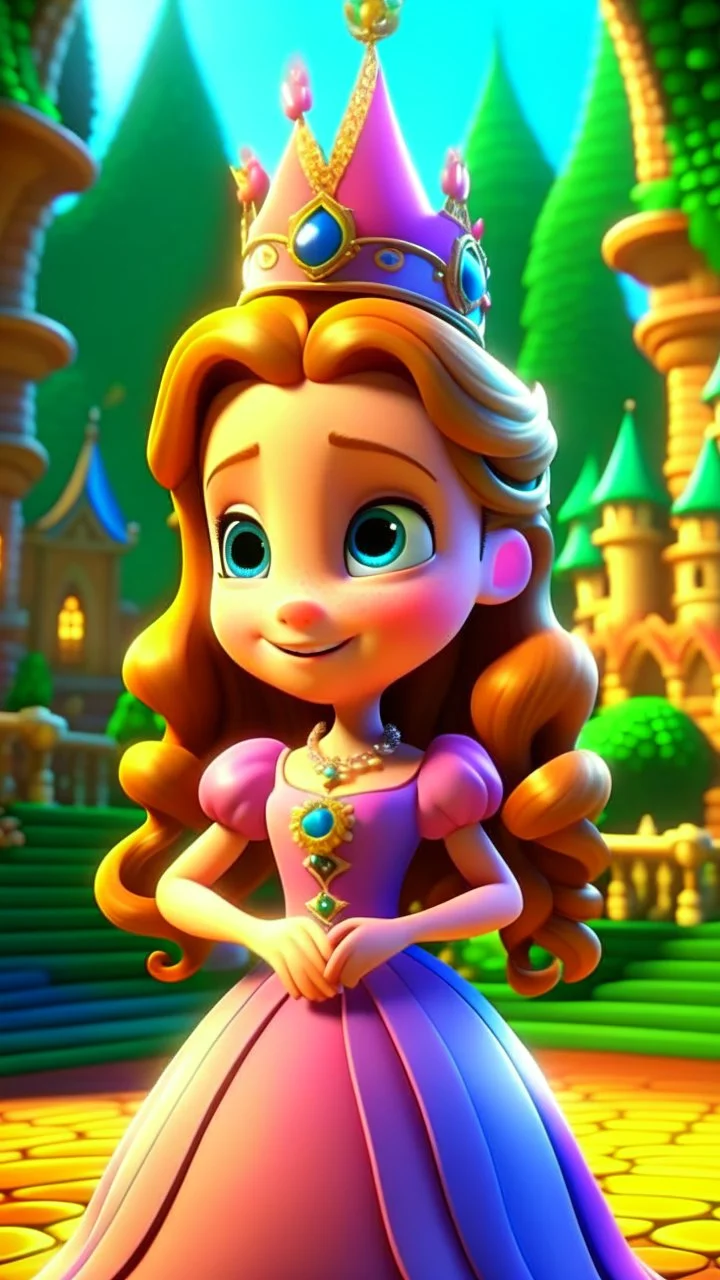 In a kingdom so grand, with a castle so tall, Lived Princess Penelope, fairest of all. With a heart full of dreams and a spirit so free, She yearned for a party, just as regal as she.cartoon,3D