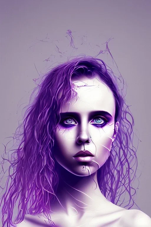 Danish singer MØ face , Contemporary, purple tones,