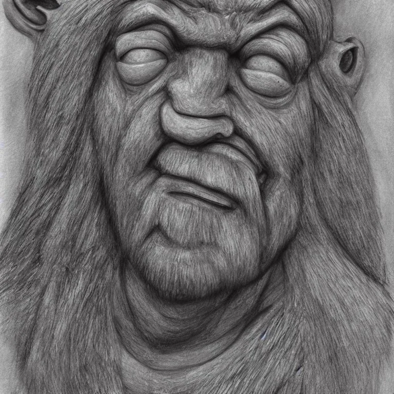 A drawn norwegian stone troll ; stable ai