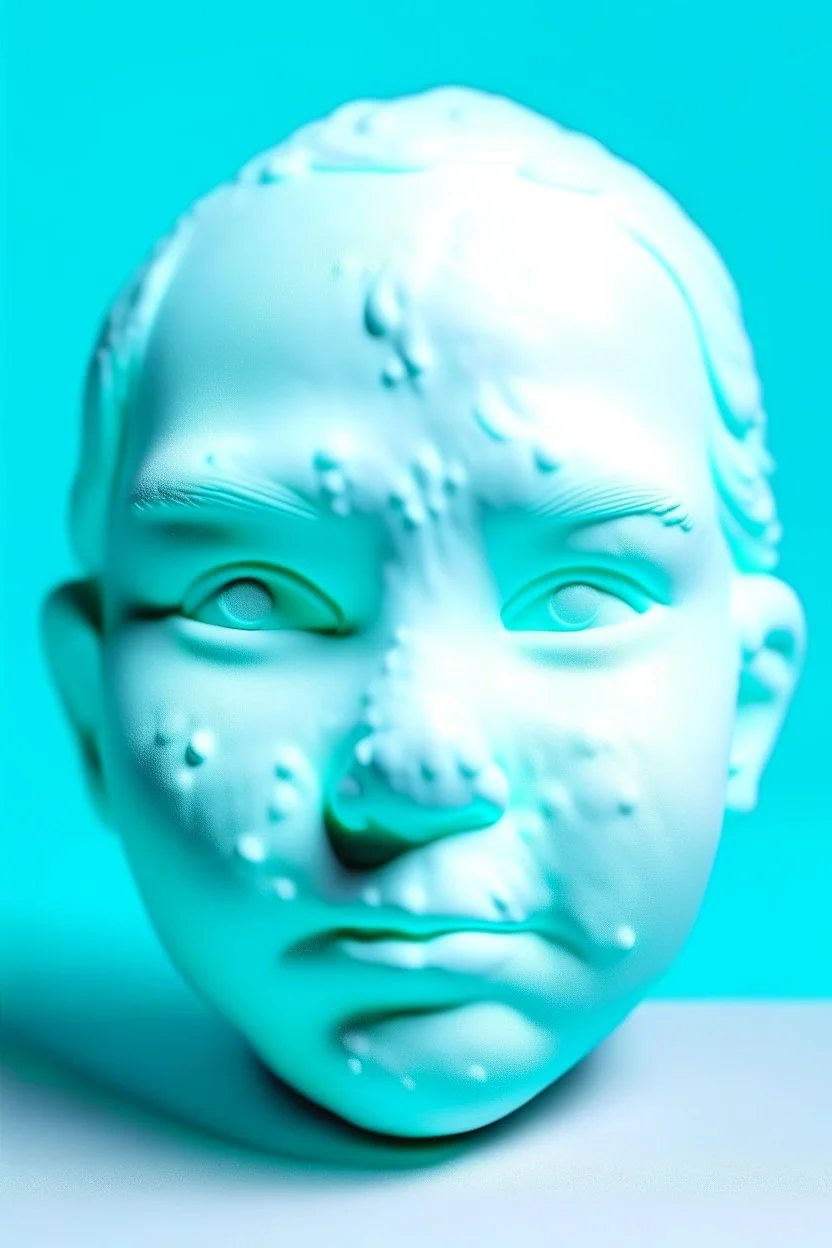 White rubber kid face with rubber effect in all face with cyan sponge rubber effect