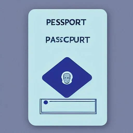 full view of a low-polygon, flattened vector image, passport card with photo of person, in a blue color palette, transparent background.