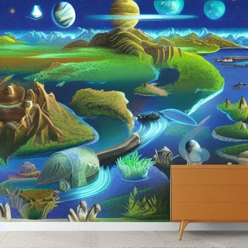 landscape mural alien world