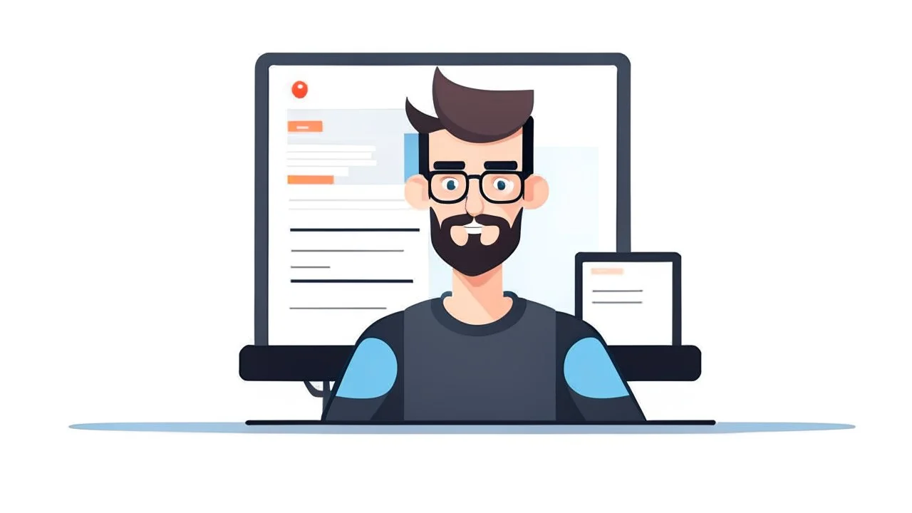 Illustration frontend web developer with white background