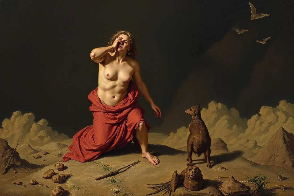 the world is a harsh place but if you behave you can do well, in the style of Nerdrum and Rembrandt,