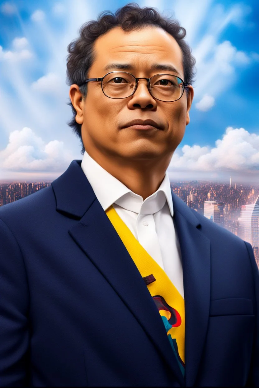 Retrato cyberpunk Gustavo Petro calidad ultra