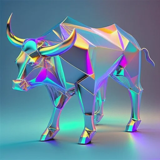 Holográfico Geométrico Forma3d Abstracto Moderno Vistoso Mínimo Futurista Metálico Brillante Toro Dinámica Figura Hacer