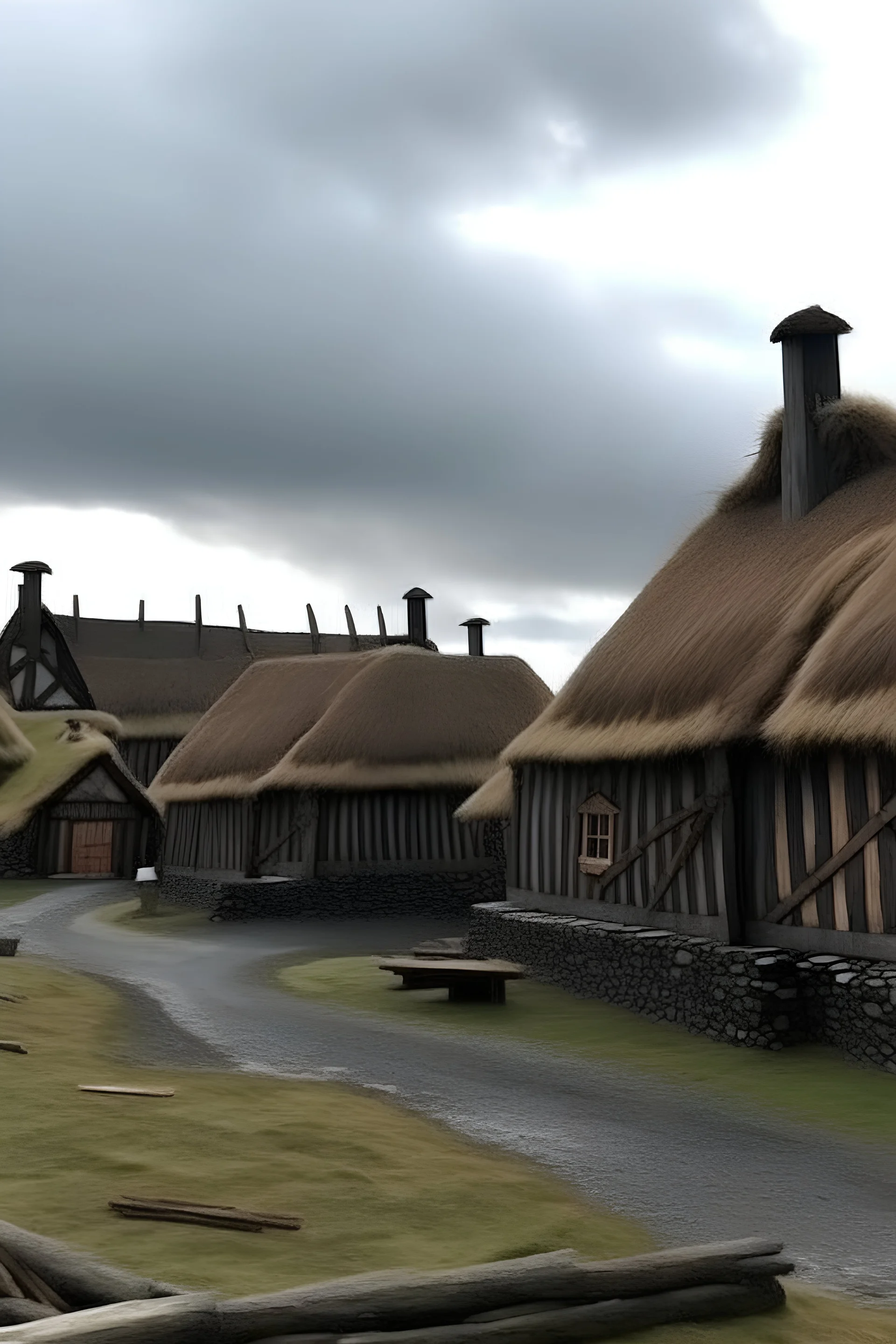 medieval Viking kingdom, castle town, Iceland, town, Viking longhouse