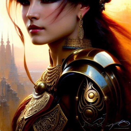 portrait beautiful face Mulán,busty,ancient metal armor balanciaga fashion clothe painting by gaston bussiere, greg rutkowski, yoji shinkawa, yoshitaka amano, tsutomu nihei, donato giancola, tim hildebrandt, oil on canvas, cinematic composition, extreme detail,fit full head inside picture