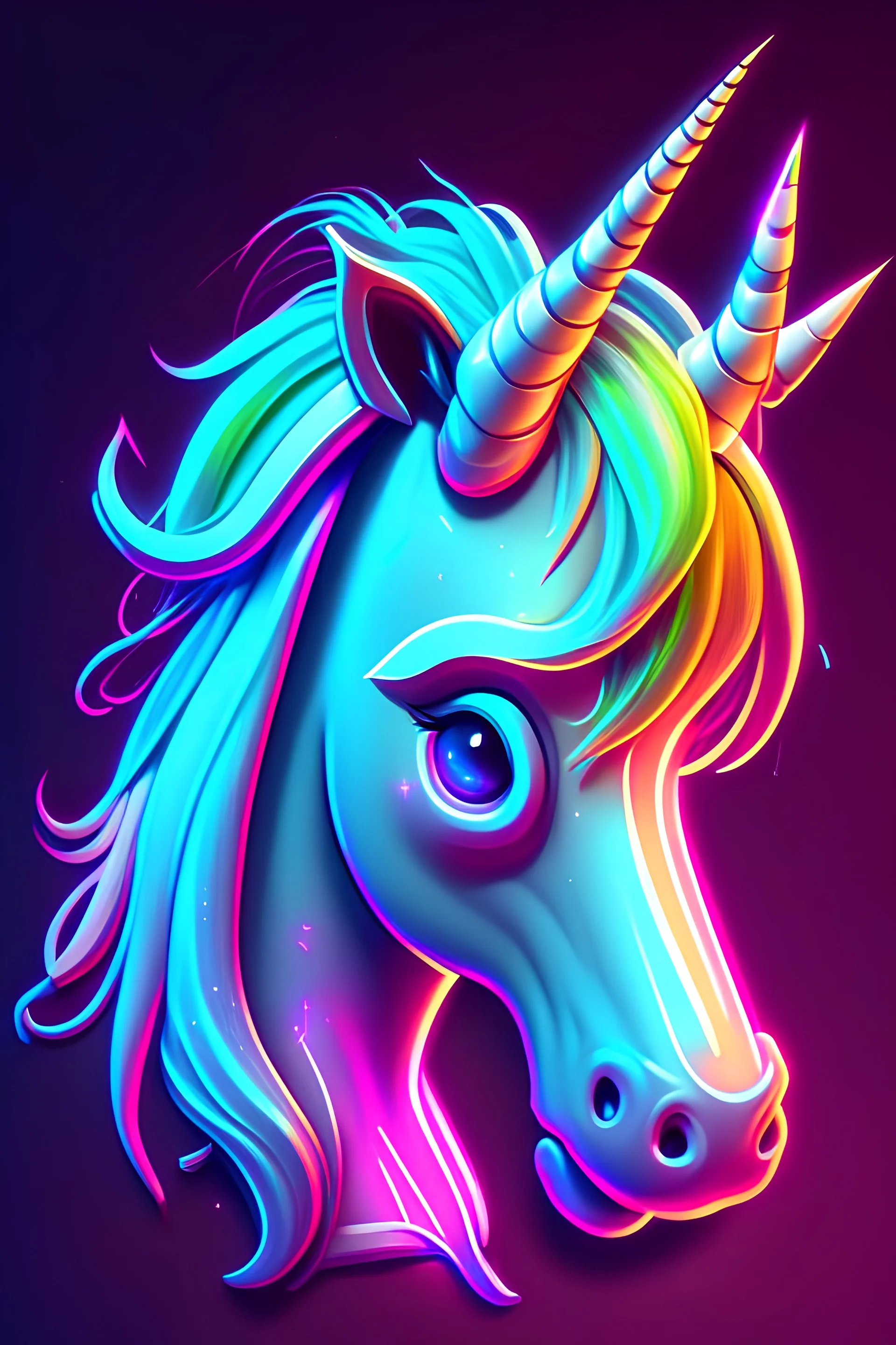 Cartoon pfp character detailed unicorn neon