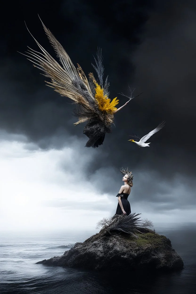 Masterpiece of Art - The Vulnicura kafkaesque headpieces Winning Award Photography Art,Surreal blend head pretty of birds and natural elements