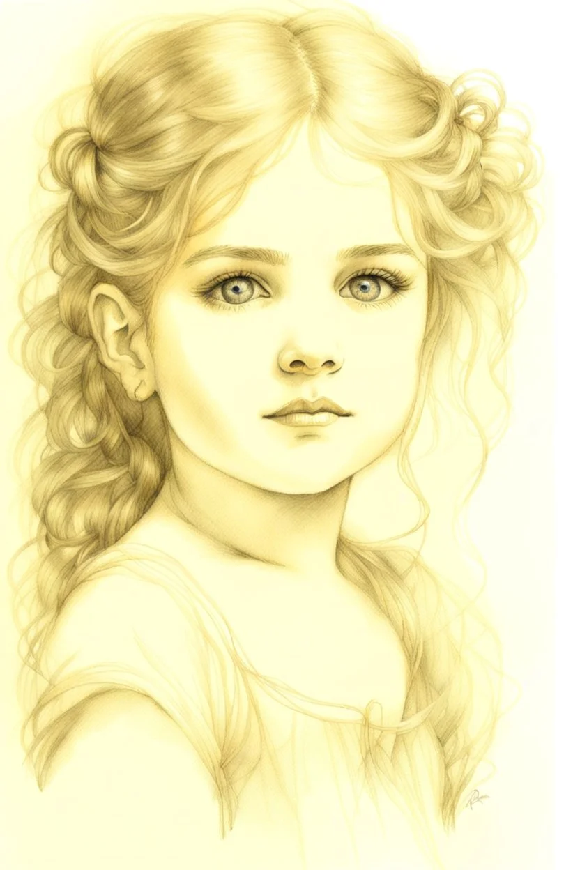 pencil and charcoal line sketch portrait of a beautiful young girl, big brown sparkling eyes, slight smile, fantasy clothes, messy hairstyle, intricate details and precisely drawn cross-hatching lines throughout the drawing, bold lines Modifiers: beautiful very cute Arthur Rackham Jean-Baptiste Monge Josephine Wall Thomas Wells Schaller shabby chic water colour painting Pencil and pastel sketch Beautiful detailed eyes pastel patchwork line art