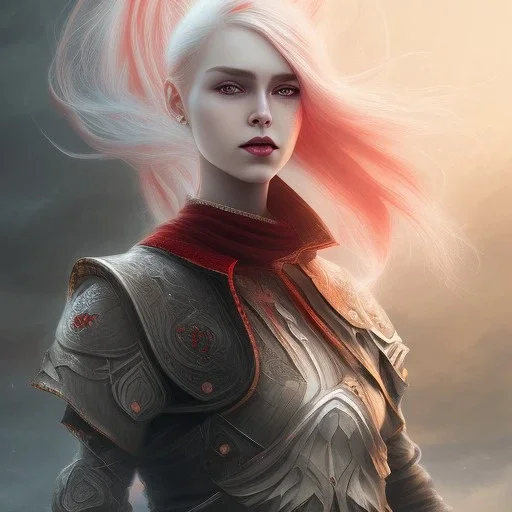 fantasy setting, woman, red hair, white hair, red hair