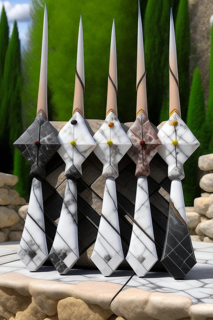 archery arrows with marble and granite