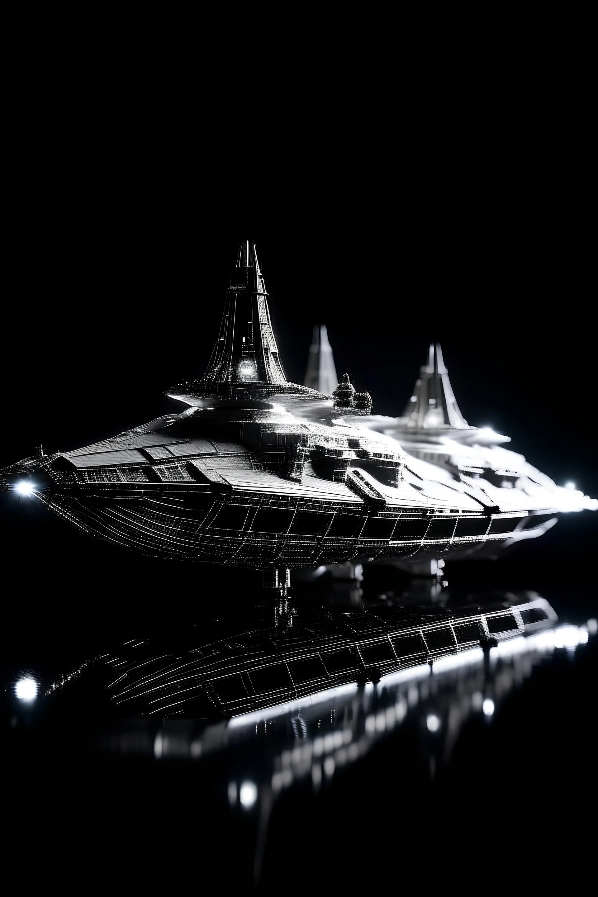 Vaisseau galactique fait de lumière pur blanche