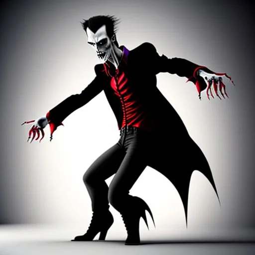 a vampire with arms outstretched viewed from the side photorealistic