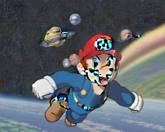 super mario in spacesuit, with planets, 8k, realistic