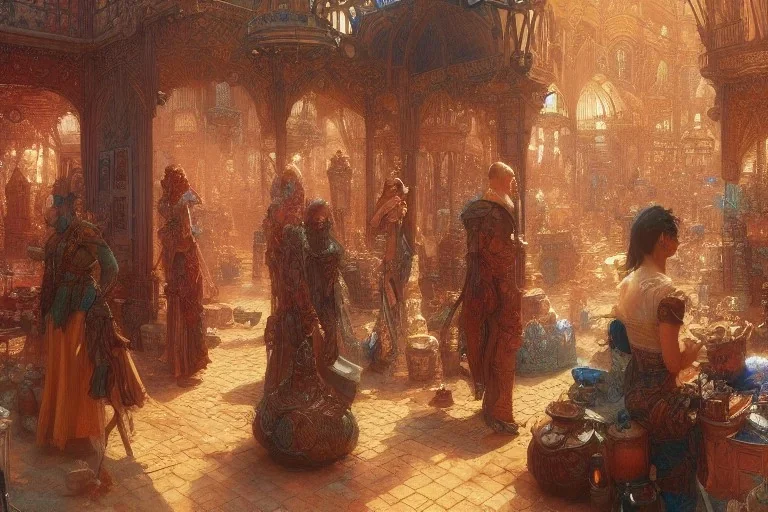 the great bazaar, fantasy art by donato giancola, craig mullins, digital art, trending on artstation