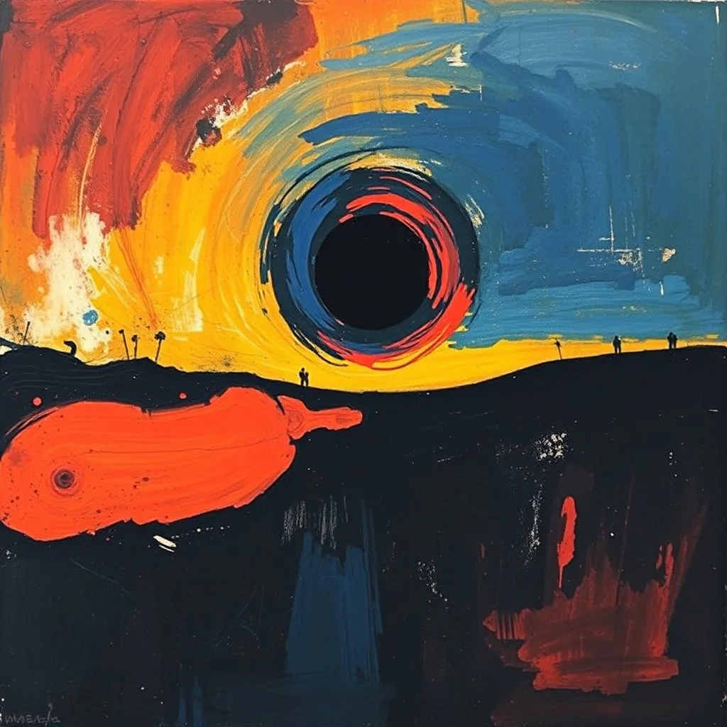 black hole sunset, by VS Gaitonde, abstract art, by Wassily Kandinsky