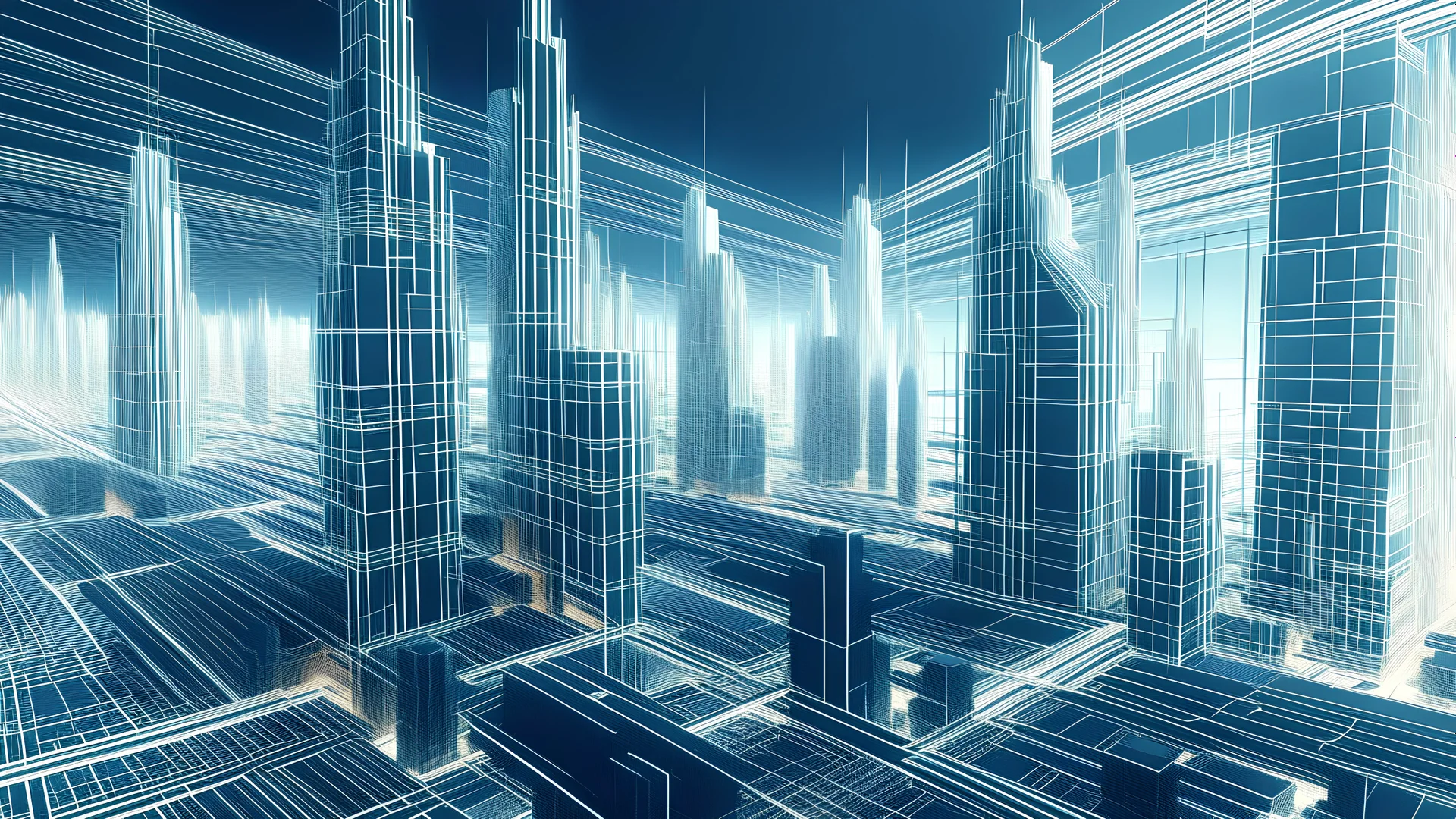 Visualize a futuristic cityscape where buildings are constructed with lines of code, showcasing the dynamic nature of MERN Stack development