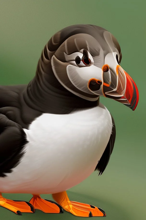 realistic puffin bird from the side