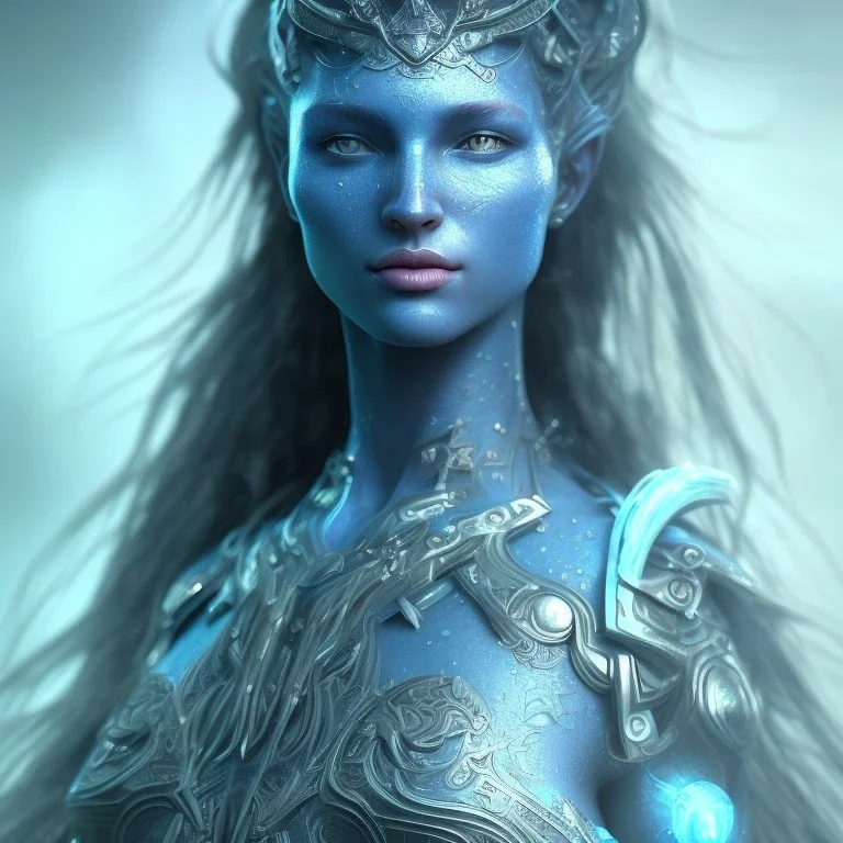 portriate of beautiful blue na'vi warrior,volumetric lighting, particals, intricate detail,realistc, close up