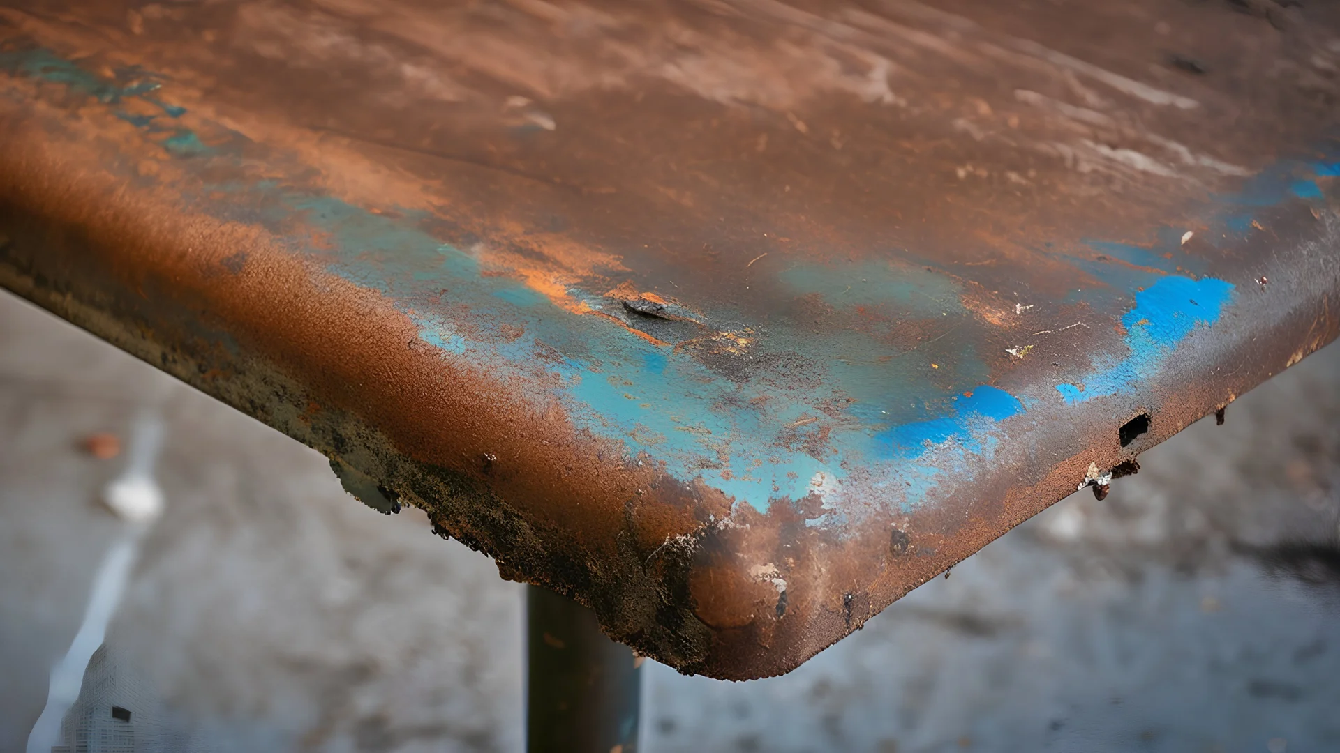 a detail of a very worn school desk