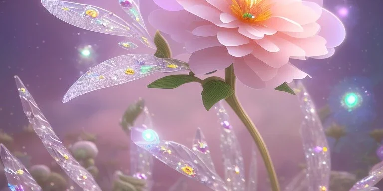 crystal subtle flower in a galactic ambiance beautiful fairy, transparent, delicate colors, in the foreground, full of details, smooth，soft light atmosphere, light effect，vaporwave colorful, concept art, smooth, extremely sharp detail, finely tuned detail, ultra high definition, 8 k, unreal engine 5, ultra sharp focus