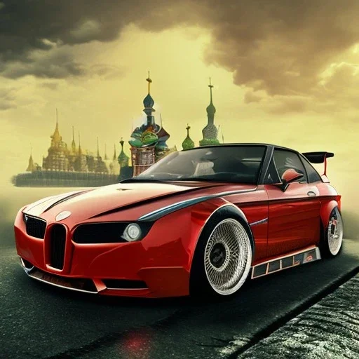 Queen russian in sports car