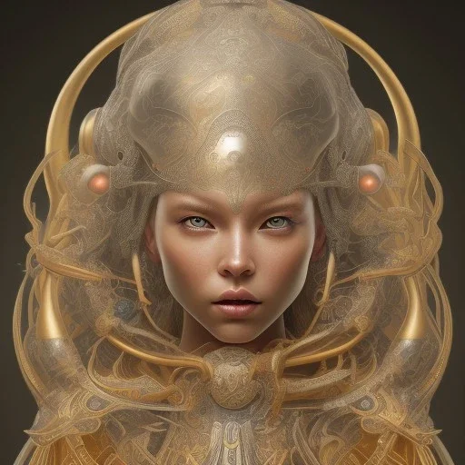 fantasy magic, intricate, sharp focus, illustration, highly detailed, digital painting, concept art, matte, art germ and Paul Lewin and Kehinde Wiley, masterpiece silver elephant head bronze Buddha Asian girl nice breast turquoise golden waves