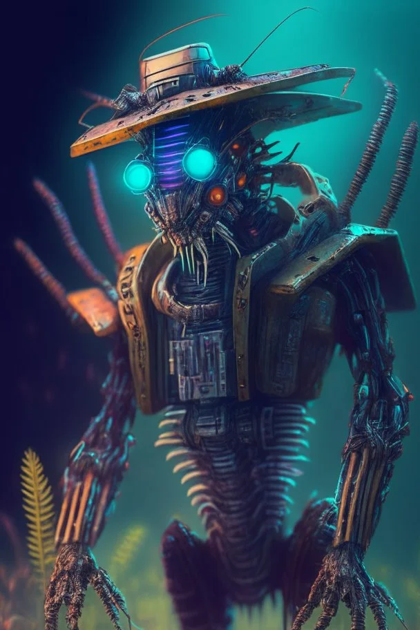 freddy kreuger as a robotic grashopper, trending art, 8k, lightfield