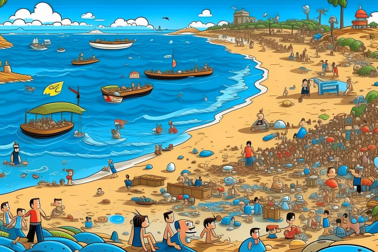 where's Wally but with elon musk si its a where is elon musk game big image beach