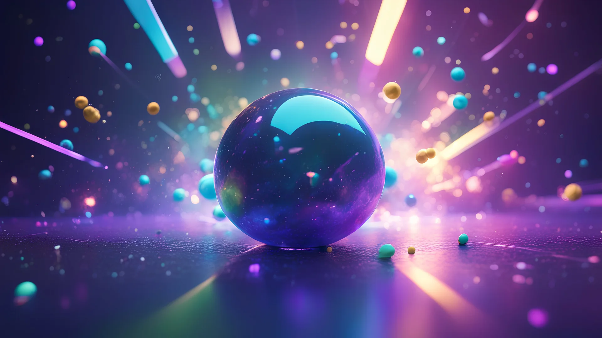 light reflections 3D cinema 4D redshift colorful blue purple, touch of green, ray of light, abstract shapes, universe, constellation, small 3d details