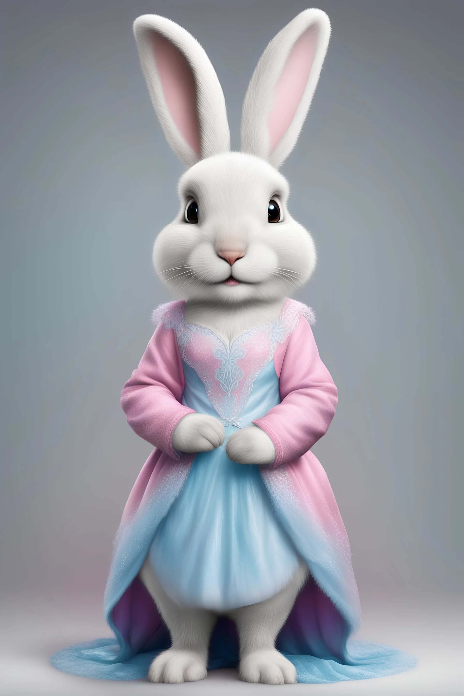 hyper-realistic Easter bunny animal wearing a Elsa Princess costume,