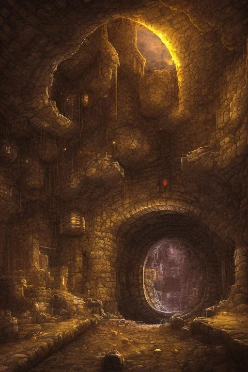 abstract, Moon in a dwarven mine underground