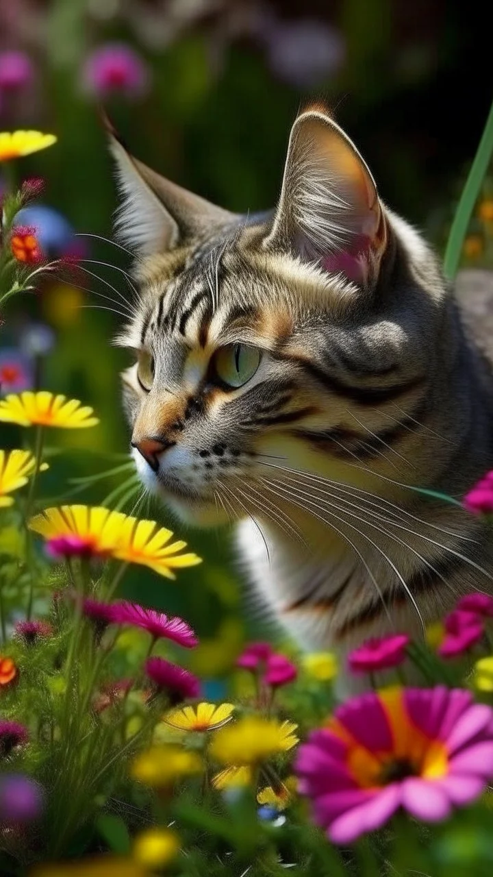 Love cat , add a butterfly watched the cat on a wild flowers to this picture