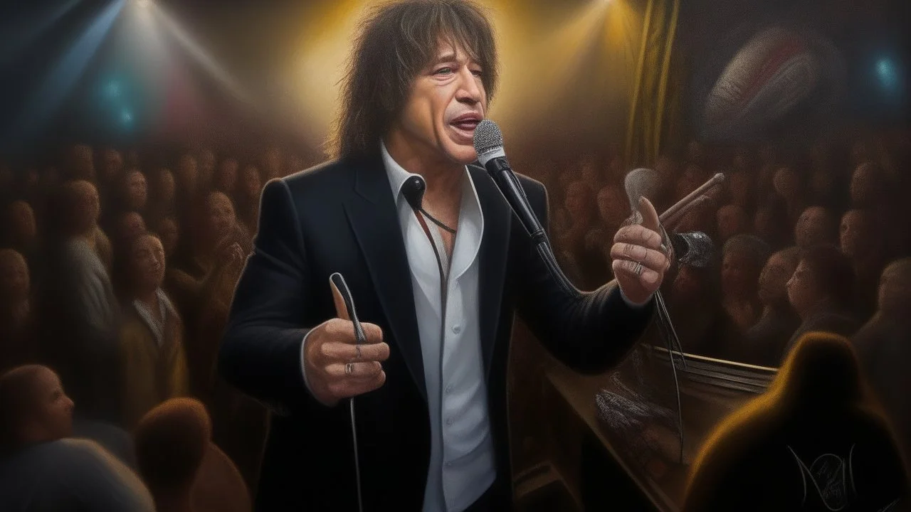 rabbi oil painting, hard rock concert, bon jovi. concert. mega detailed.