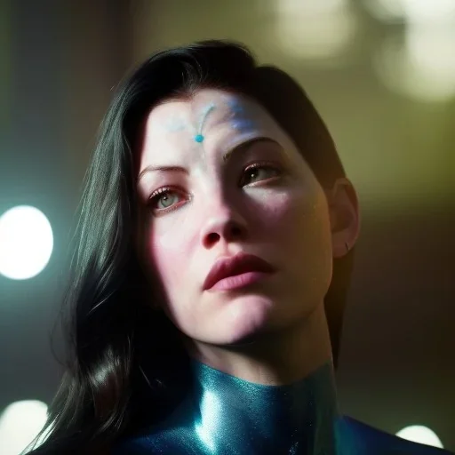 Liv Tyler as Avatar (movie), closed eyes, rtx, reflection, 8k, glow, winning photography, caustics