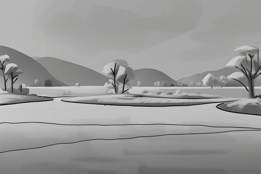 landscape simple drawings without color for coloring