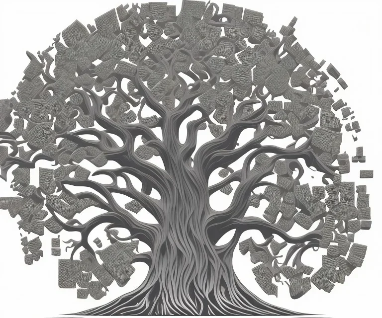 Vector tree illustration 3D white background die cut