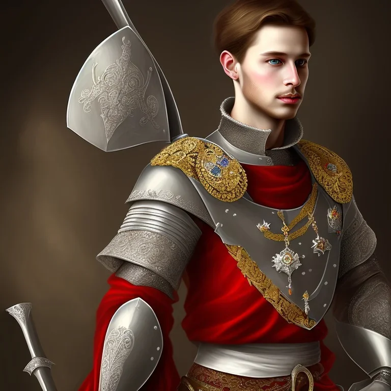 A beautiful prince in royal medieval outfit