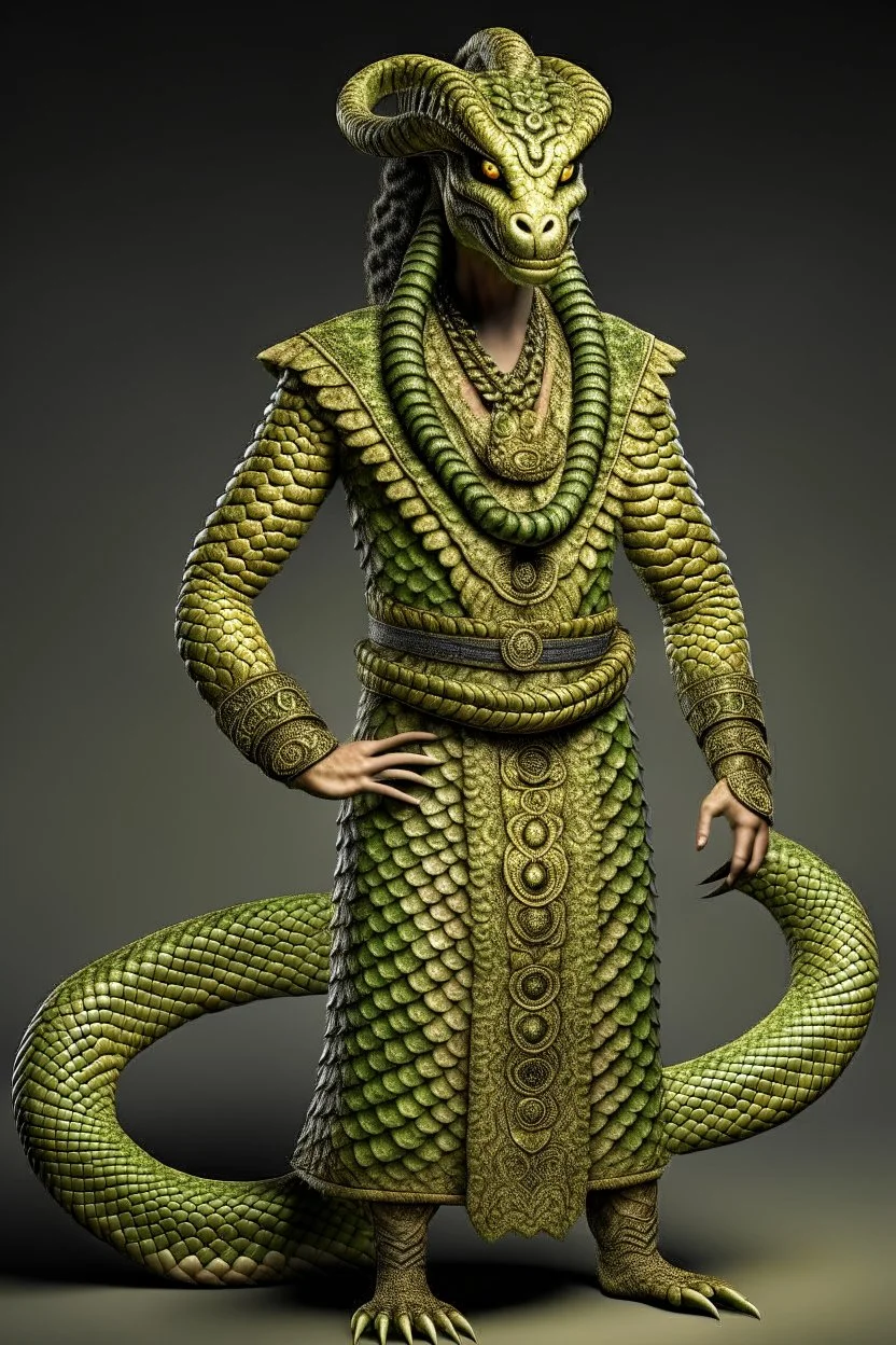 Mythical serpent dressed like a human