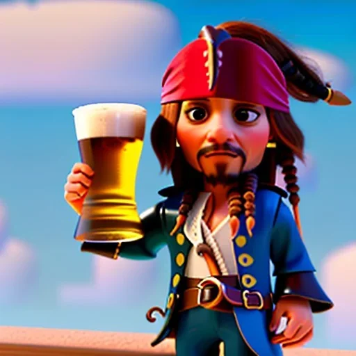 jack sparrow holding a beer