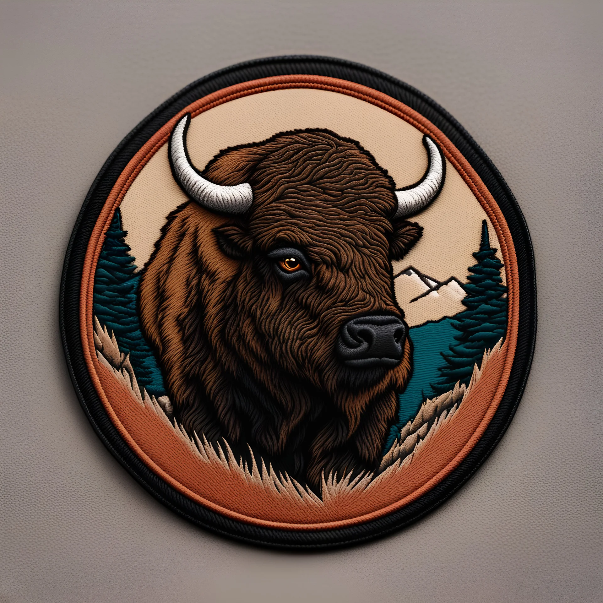 "create a patch with a bison embordere..." | Gallery | Stablecog
