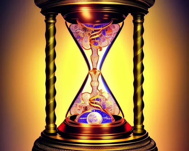 a detailed illustration of a glowing hourglass, intricate, realistic, digital art, meticulously detailed