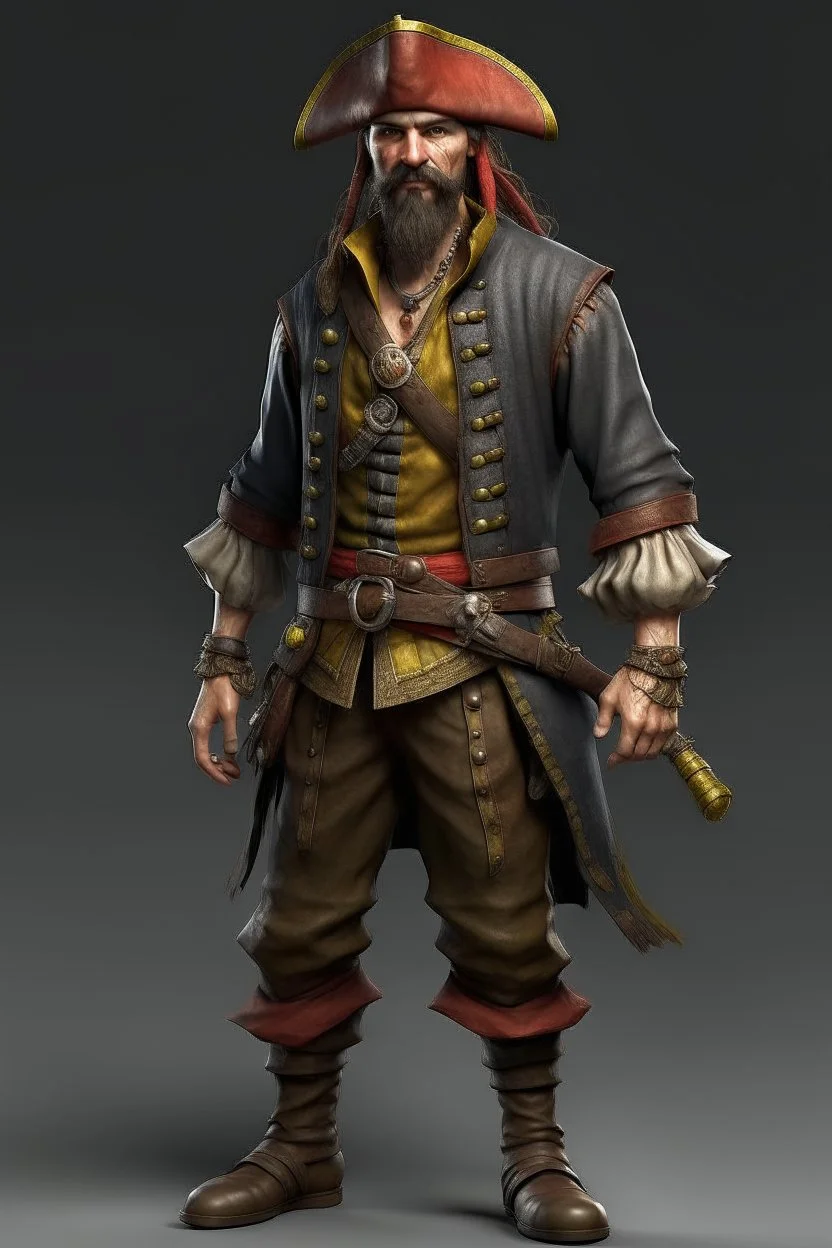 wellerman pirate, realistic style, full figure frontal view, no beard and no hair