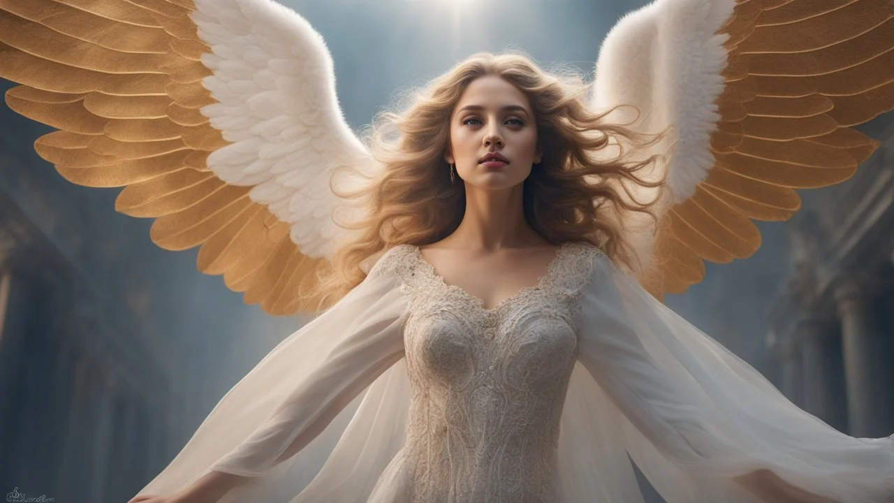 a powerfull angel with the most beautiful face and eyes in the world. huges wings. standing in a beam of white magic. exquisite realism, a masterpiece, fantasy concept art, dynamic lighting, hyperdetailed, intricately detailed, deep color, volumetric lighting, Epic cinematic brilliant stunning intricate meticulously detailed dramatic atmospheric maximalist, CAMERA: Nikon Z7 | FOCAL LENGTH: 105mm | SHOT TYPE: Close-up | COMPOSITION: Centered | LIGHTING: Soft, directional