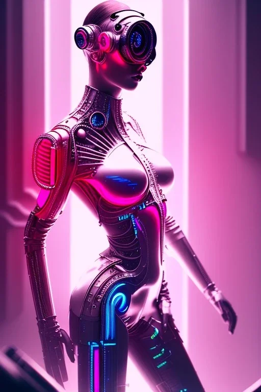 cyberpunk, pink latex body, women, body portrai, highlight eyes perfect, skin, tron, cyborg, perfekt sexy, real, dream, hr giger