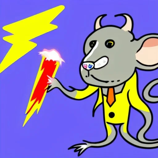 Rat, cartoon, lab coat lightning bolt, icey, yeti