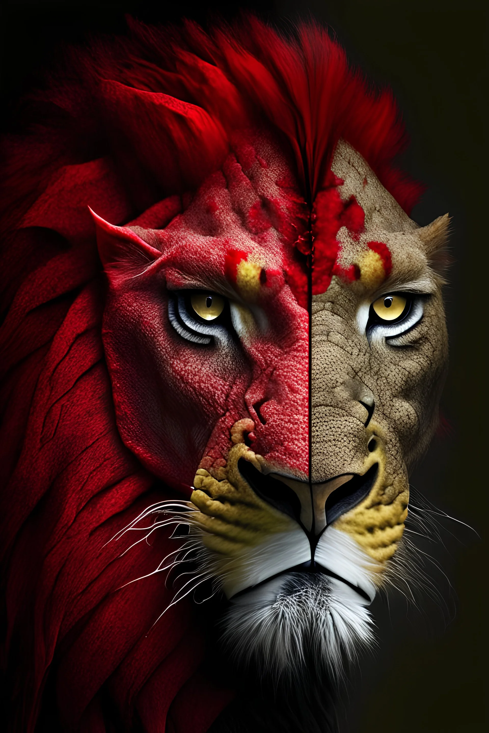 Red Half lion half lizard